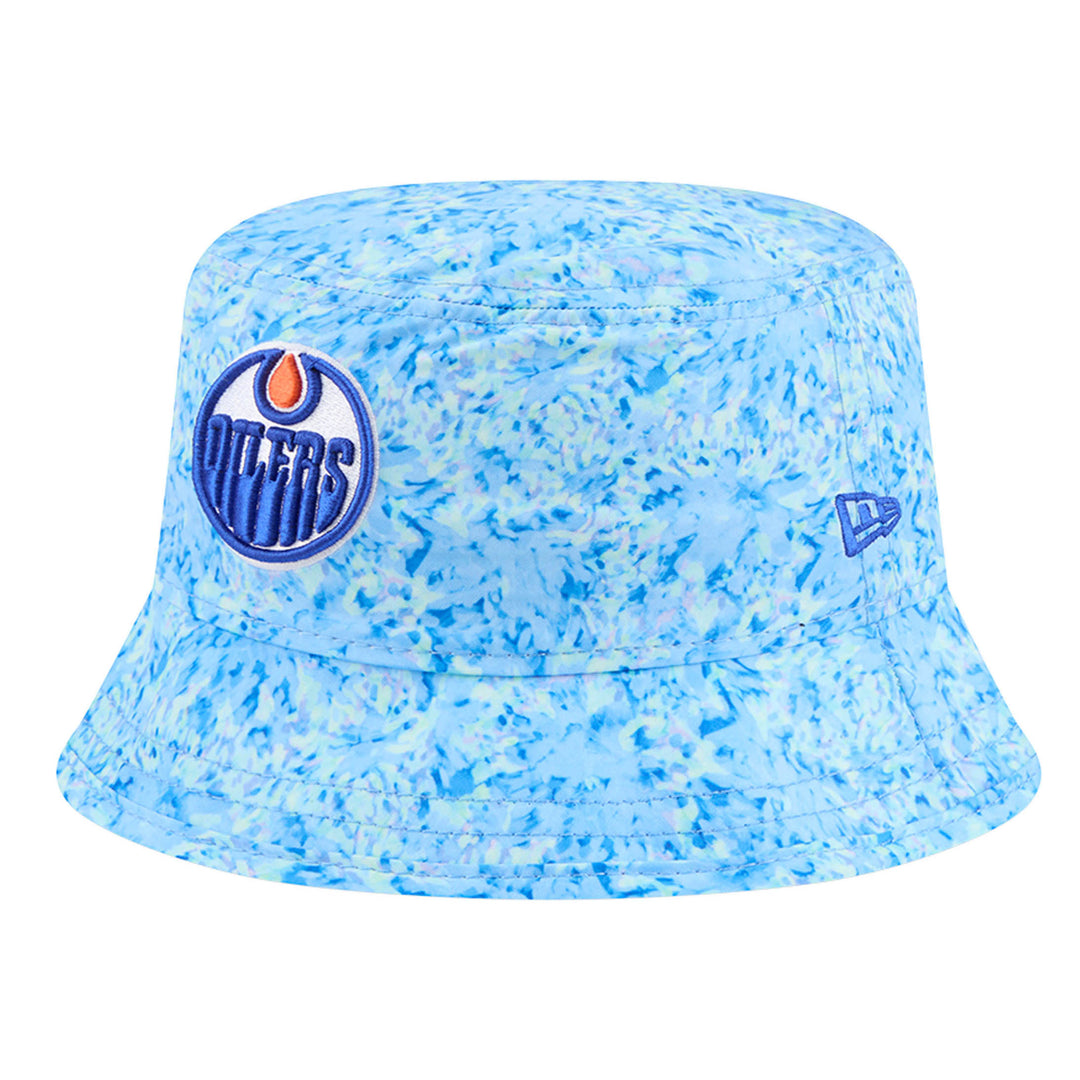 Edmonton Oilers Women's New Era Blue Watercolor Bucket Hat