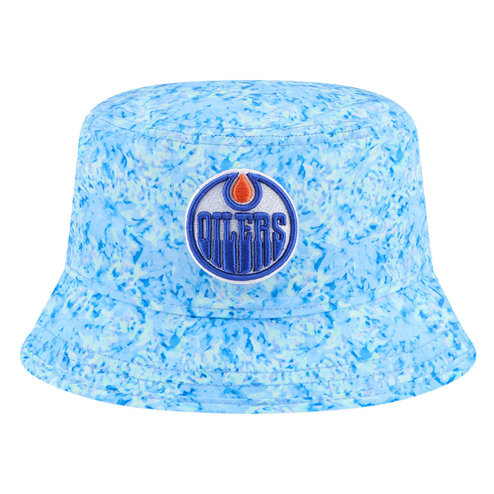 Edmonton Oilers Women's New Era Blue Watercolor Bucket Hat