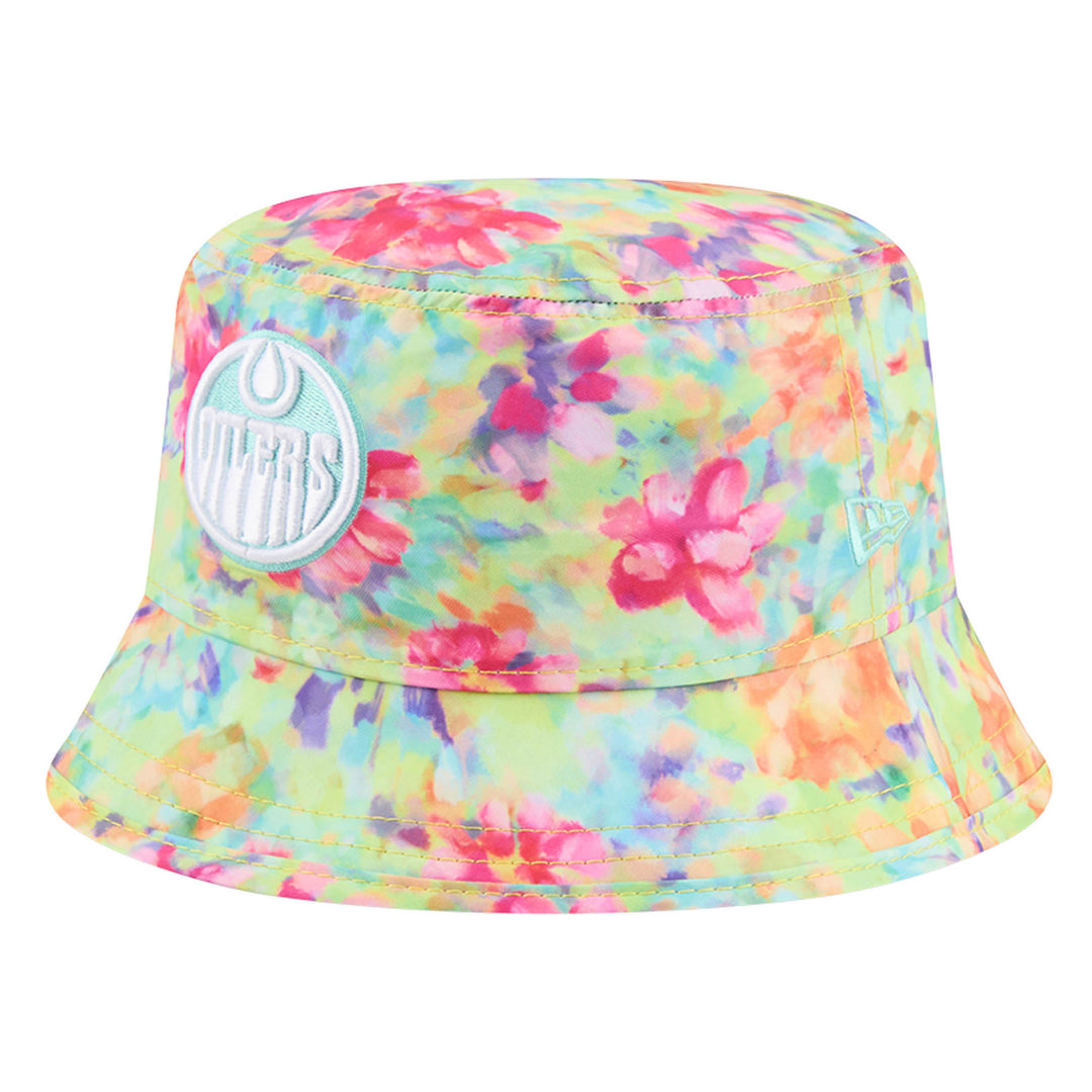 Edmonton Oilers Women's New Era Green Watercolor Bucket Hat