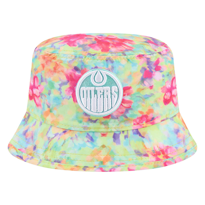 Edmonton Oilers Women's New Era Green Watercolor Bucket Hat