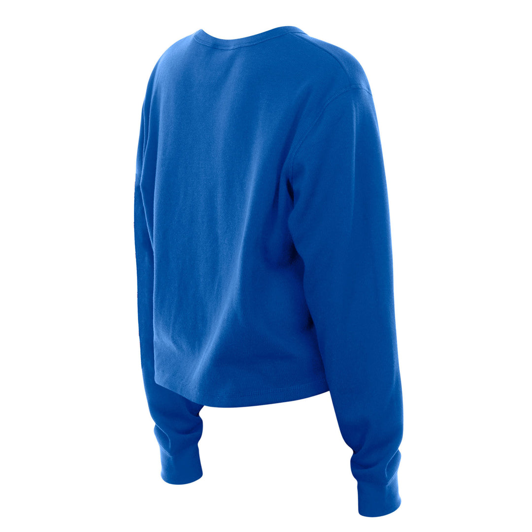 Edmonton Oilers Women's New Era Home Logo Cropped Blue Long Sleeve Shirt