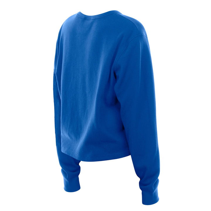 Edmonton Oilers Women's New Era Home Logo Cropped Blue Long Sleeve Shirt