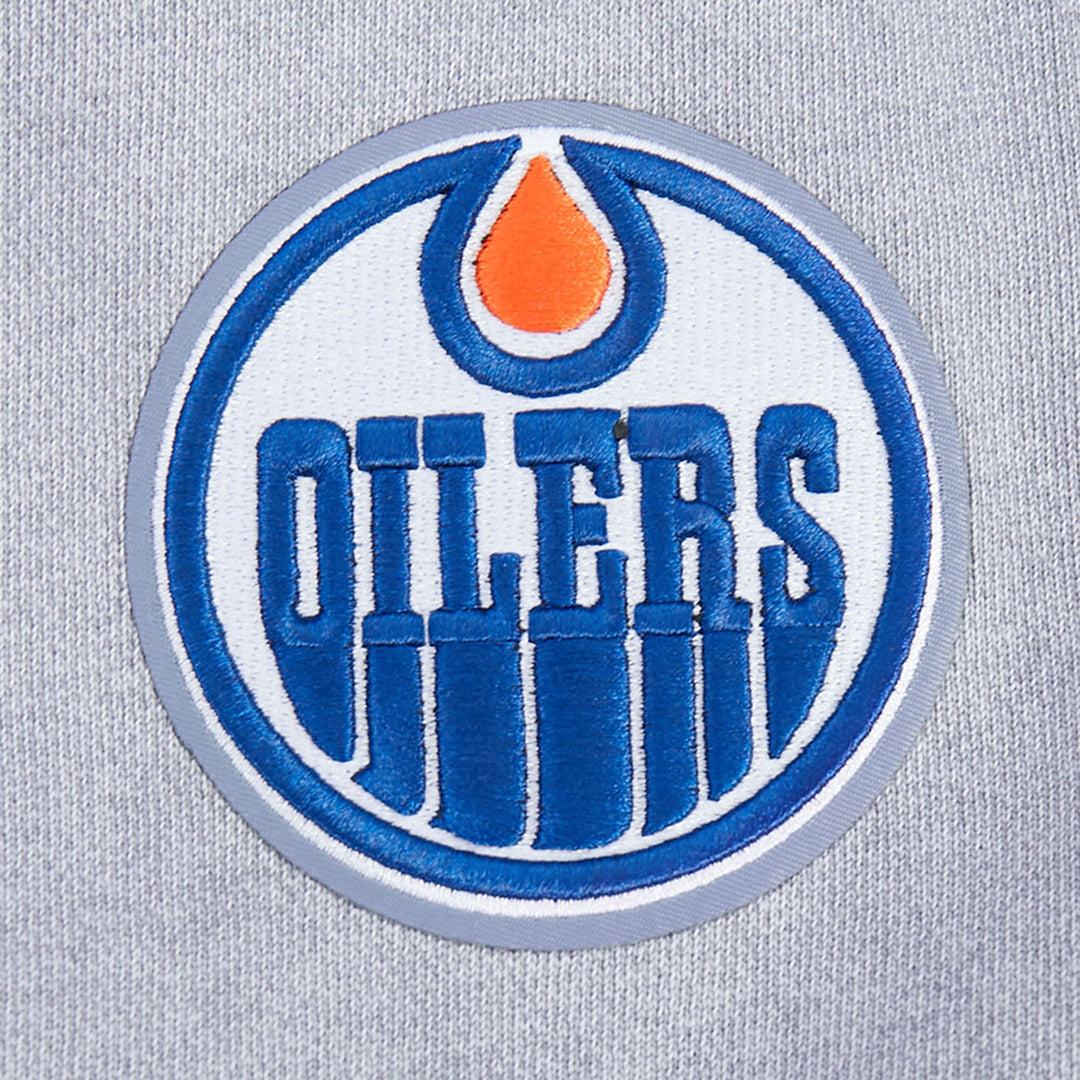 Edmonton Oilers Women's Pro Standard Jewels Enzyme Wash Grey Boxy Cropped Crewneck Sweatshirt