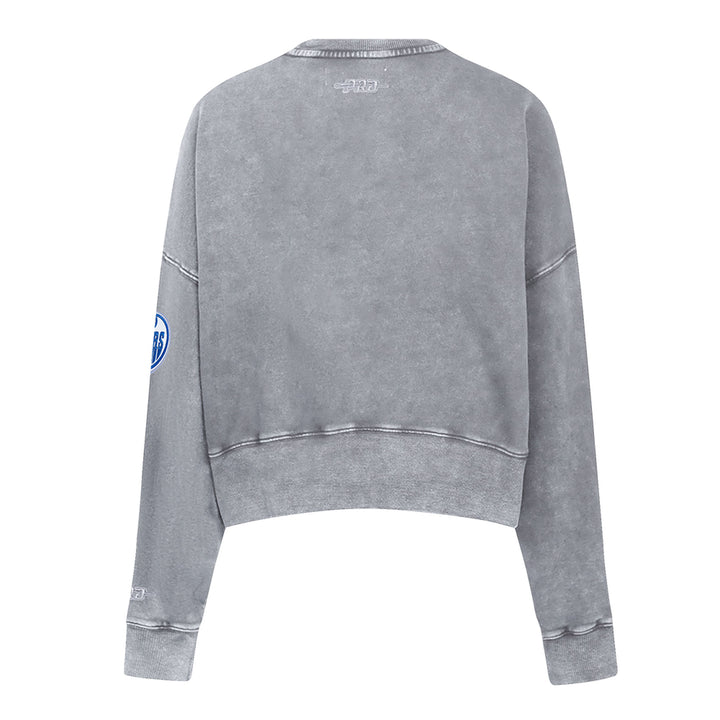 Edmonton Oilers Women's Pro Standard Jewels Enzyme Wash Grey Boxy Cropped Crewneck Sweatshirt