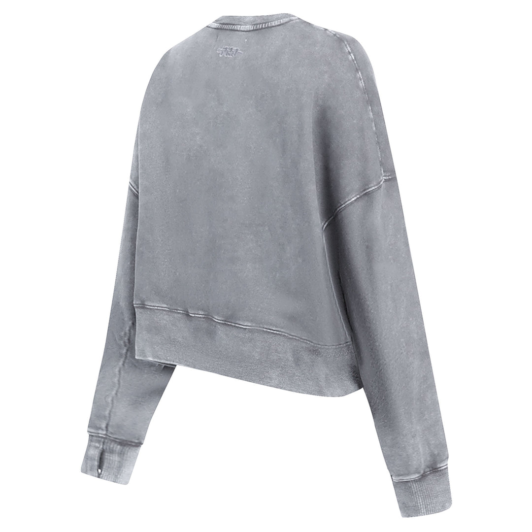 Edmonton Oilers Women's Pro Standard Jewels Enzyme Wash Grey Boxy Cropped Crewneck Sweatshirt
