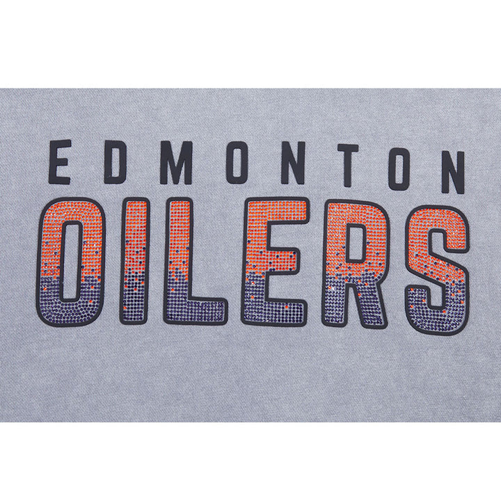Edmonton Oilers Women's Pro Standard Jewels Enzyme Wash Grey Boxy Cropped Crewneck Sweatshirt