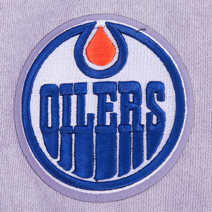 Edmonton Oilers Women's Pro Standard Jewels Enzyme Wash Purple Boxy Cropped Crewneck Sweatshirt