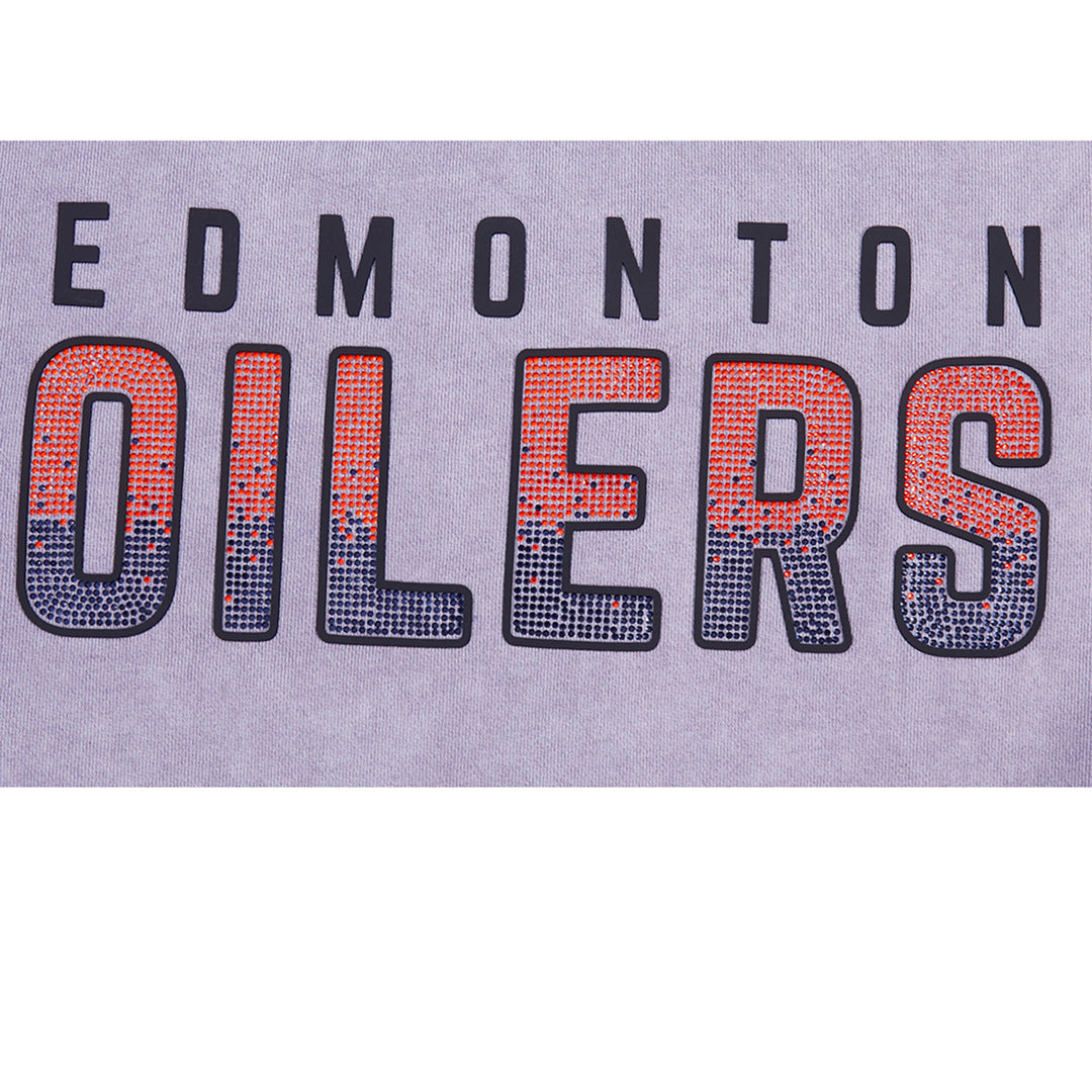 Edmonton Oilers Women's Pro Standard Jewels Enzyme Wash Purple Boxy Cropped Crewneck Sweatshirt