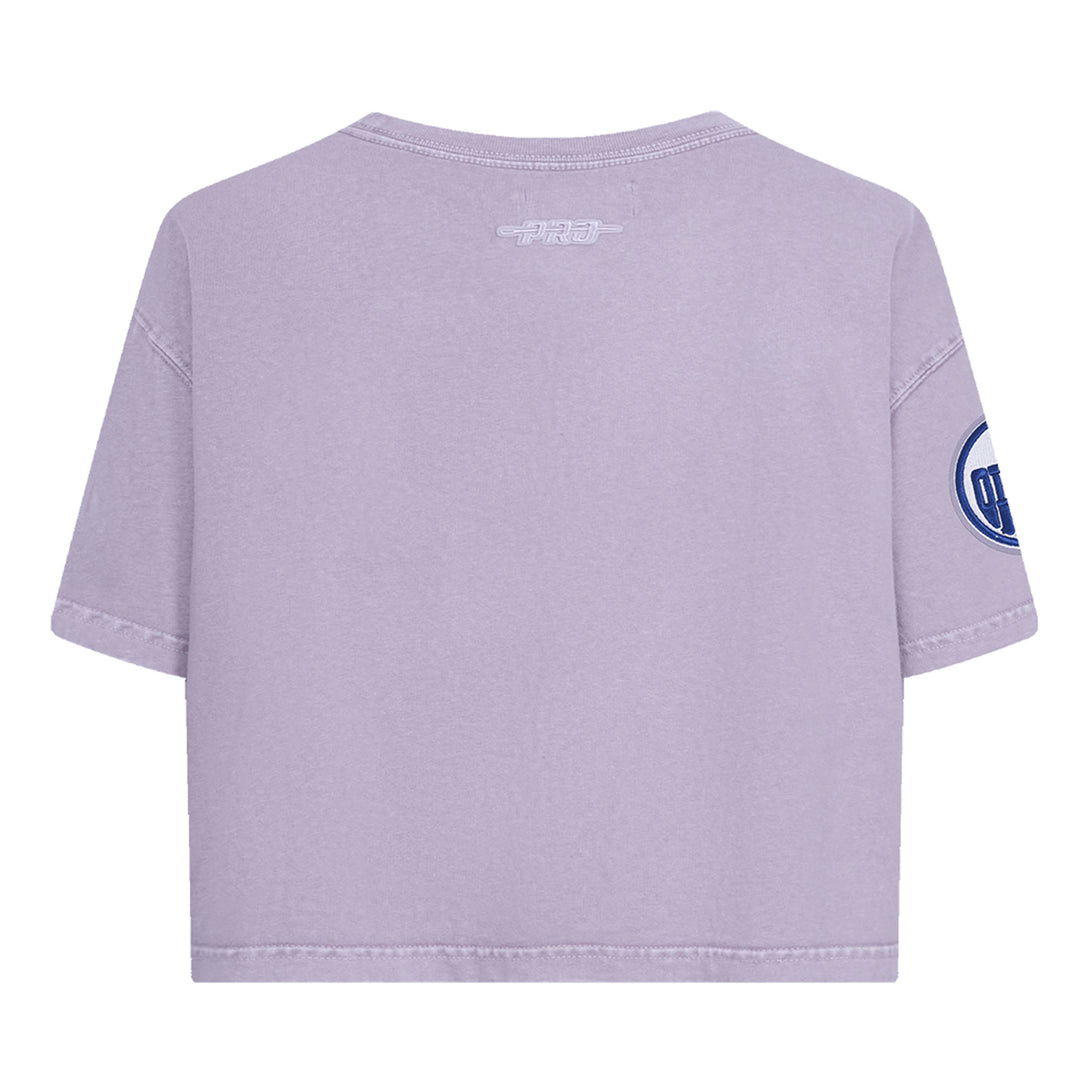 Edmonton Oilers Women's Pro Standard Jewels Enzyme Wash Purple Boxy Cropped T-Shirt