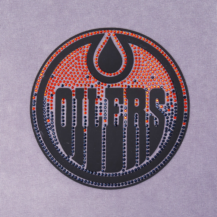 Edmonton Oilers Women's Pro Standard Jewels Enzyme Wash Purple Boxy Cropped T-Shirt