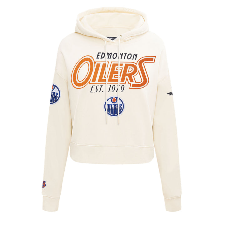Edmonton Oilers Women's Pro Standard Birds of Paradise Cream Boxy Cropped Hoodie