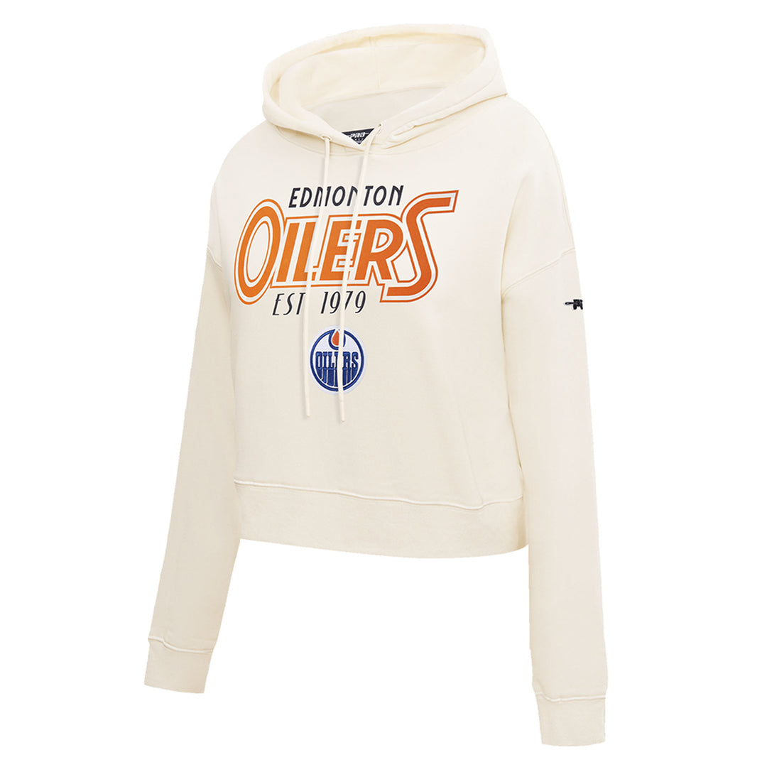 Edmonton Oilers Women's Pro Standard Birds of Paradise Cream Boxy Cropped Hoodie