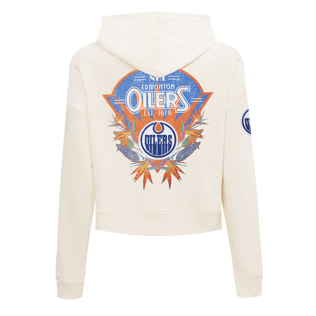 Edmonton Oilers Women's Pro Standard Birds of Paradise Cream Boxy Cropped Hoodie