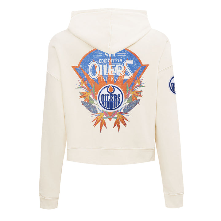 Edmonton Oilers Women's Pro Standard Birds of Paradise Cream Boxy Cropped Hoodie