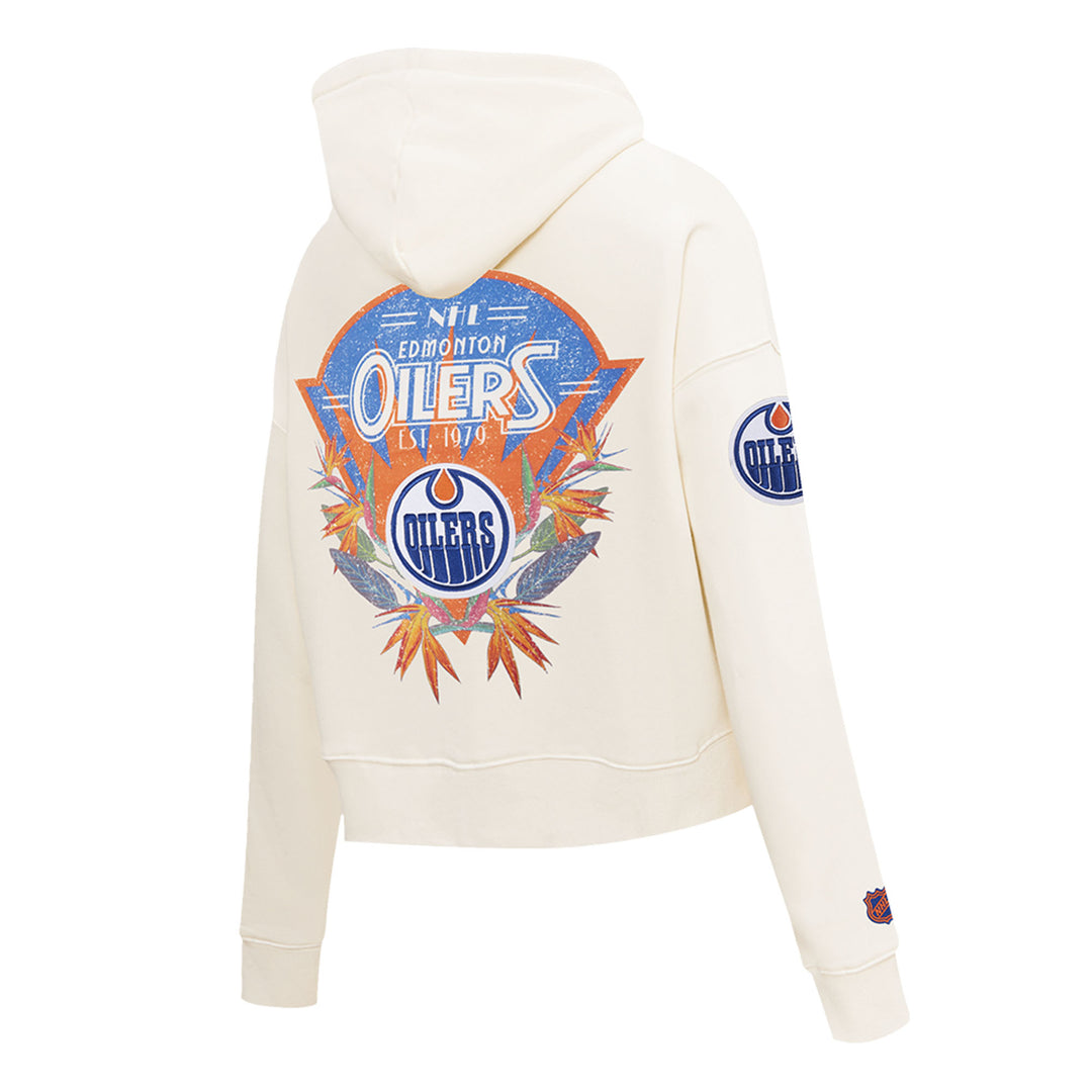 Edmonton Oilers Women's Pro Standard Birds of Paradise Cream Boxy Cropped Hoodie