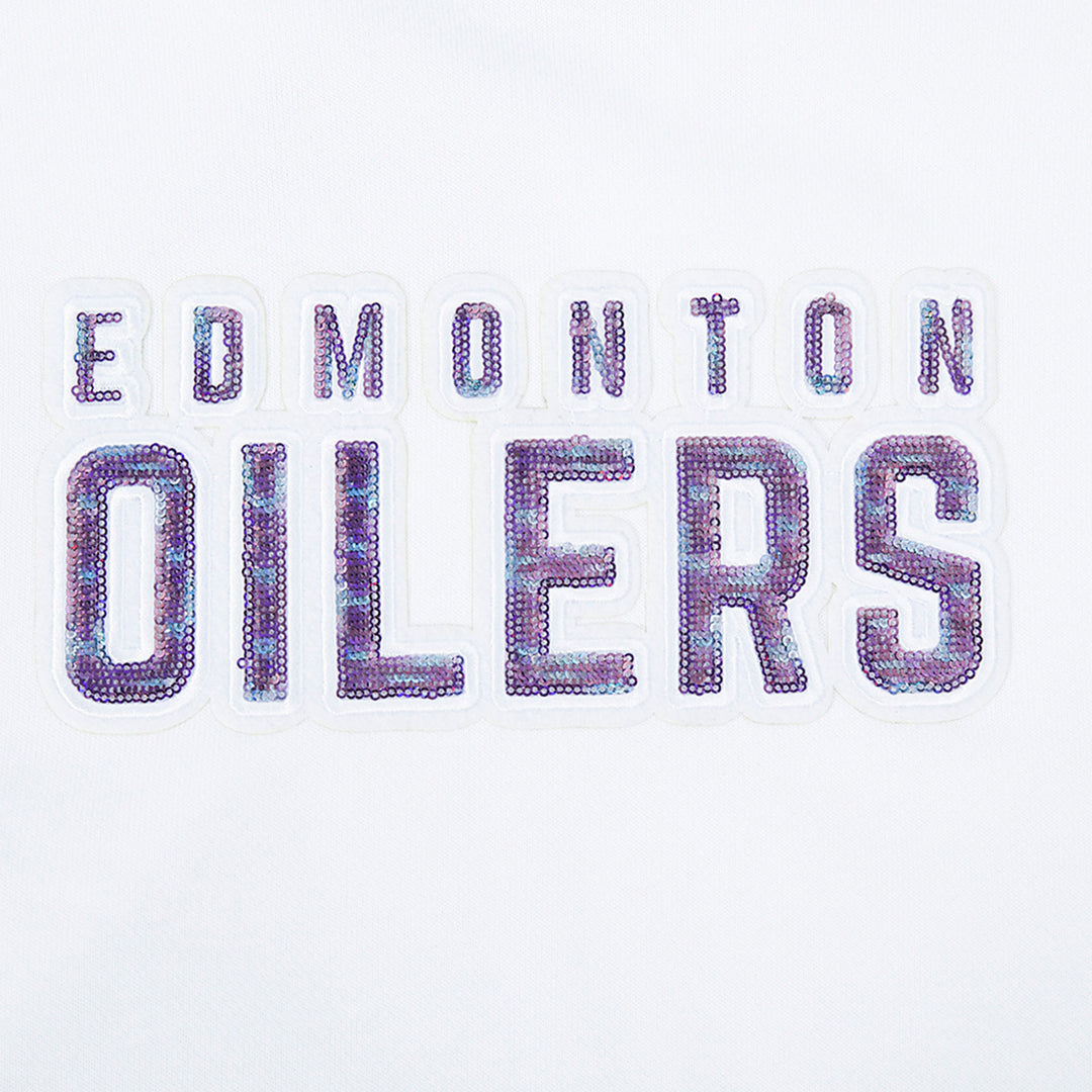 Edmonton Oilers Women's Pro Standard White City Lights Cropped Hoodie