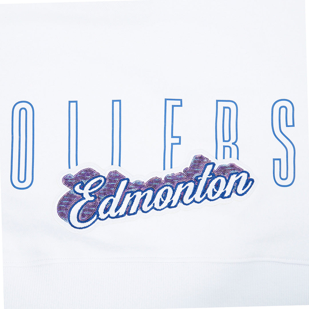 Edmonton Oilers Women's Pro Standard White City Lights Cropped Hoodie