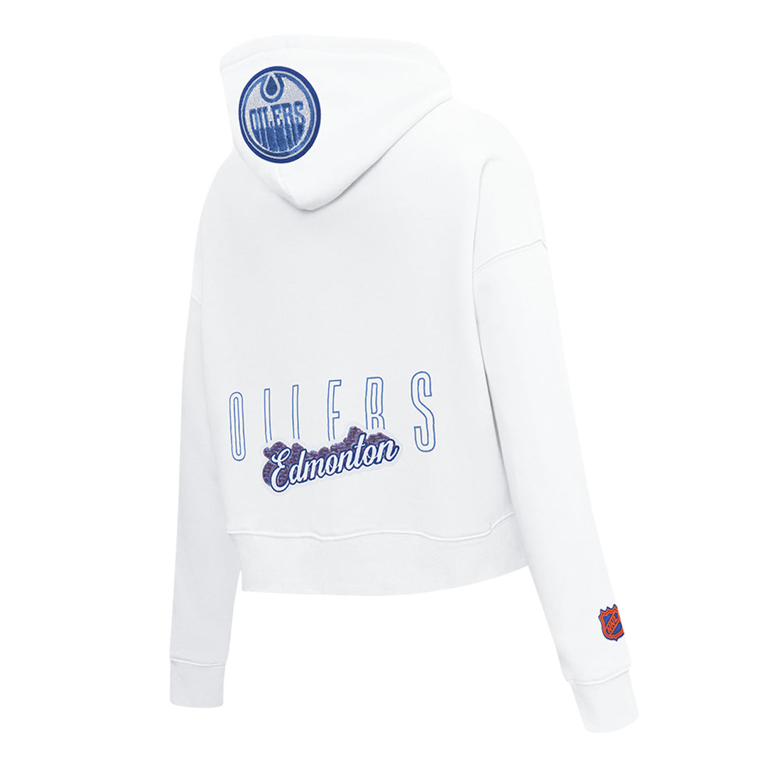Edmonton Oilers Women's Pro Standard White City Lights Cropped Hoodie