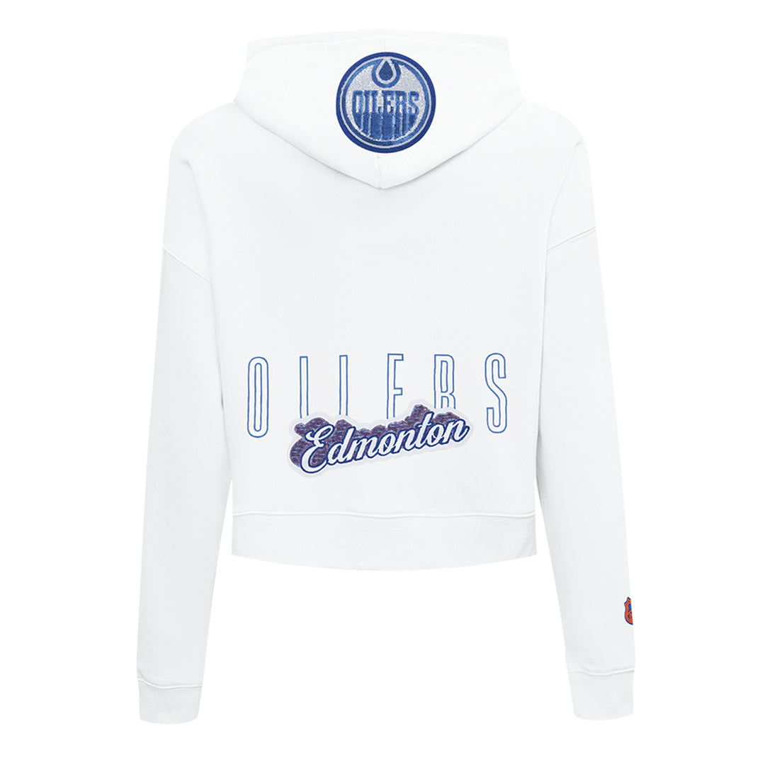 Edmonton Oilers Women's Pro Standard White City Lights Cropped Hoodie