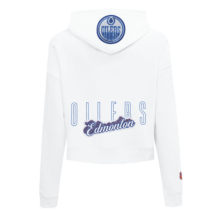 Edmonton Oilers Women's Pro Standard White City Lights Cropped Hoodie