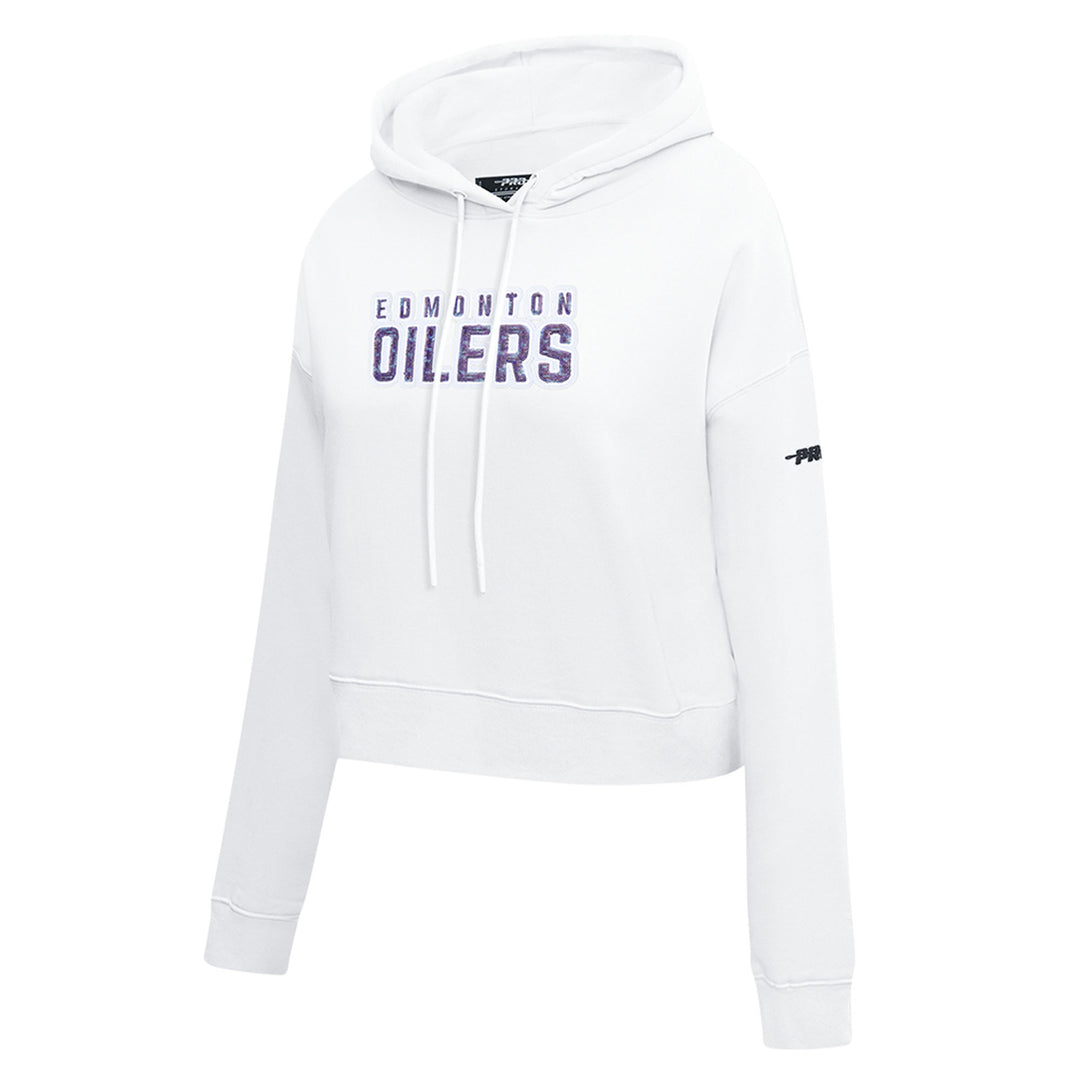 Edmonton Oilers Women's Pro Standard White City Lights Cropped Hoodie
