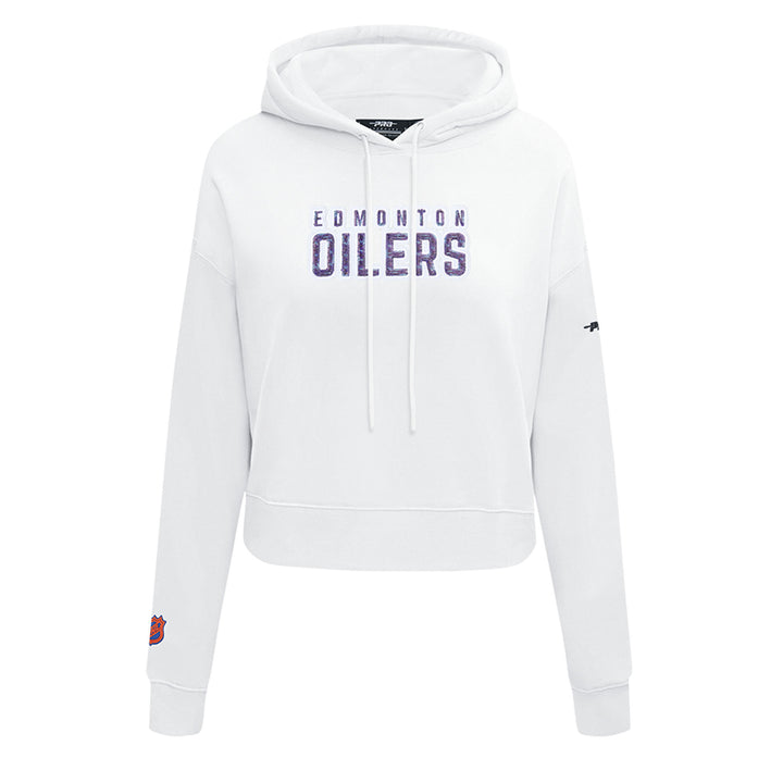 Edmonton Oilers Women's Pro Standard White City Lights Cropped Hoodie