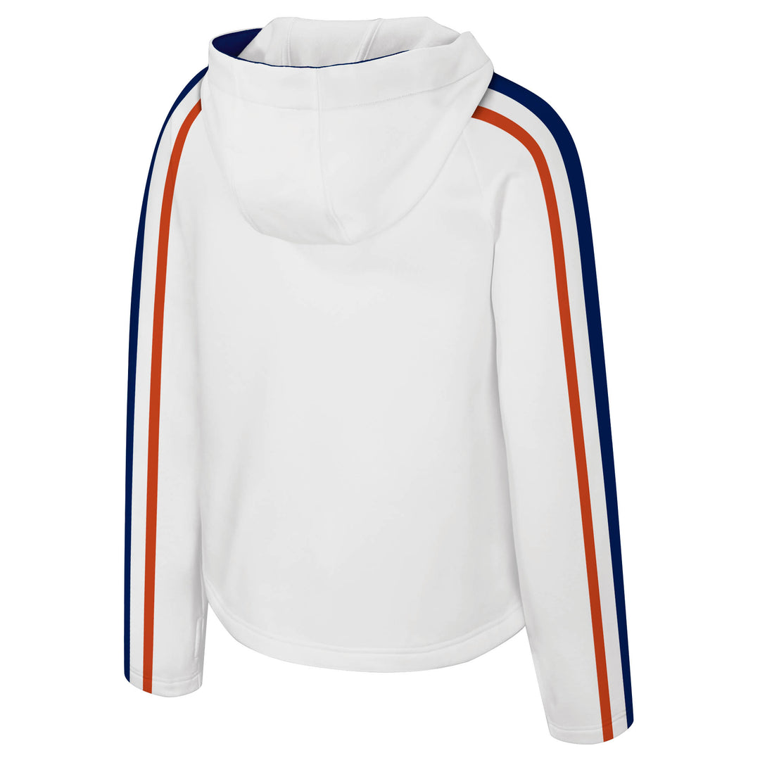 Edmonton Oilers Women's Stadium Essentials Bench Momentum White Quarter-Zip Hoodie