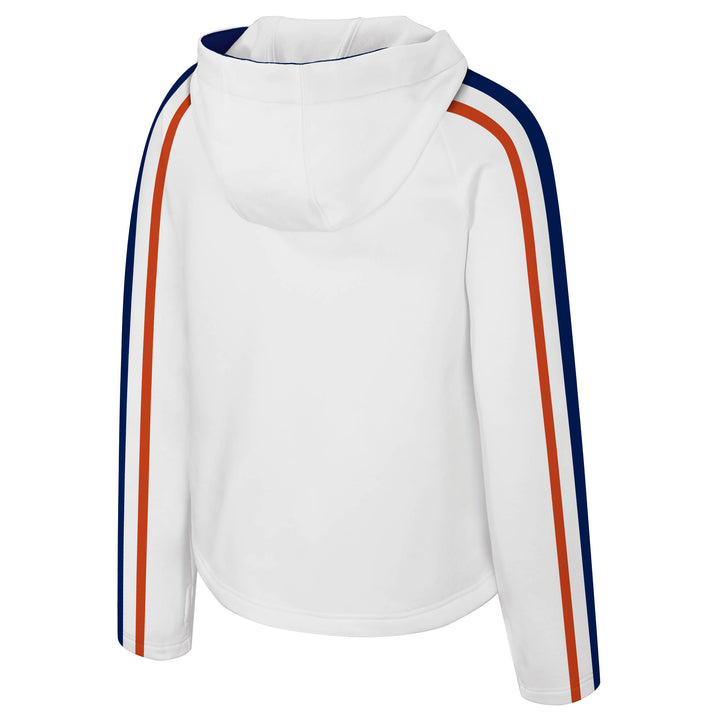 Edmonton Oilers Women's Stadium Essentials Bench Momentum White Quarter-Zip Hoodie