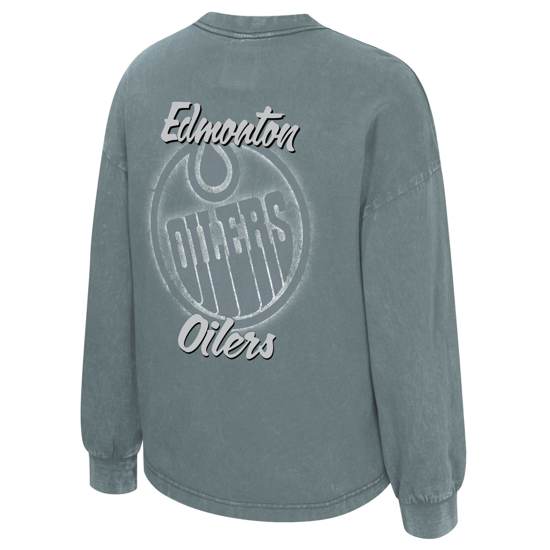 Edmonton Oilers Women's Stadium Essentials Team Reign Blue Boxy Long Sleeve Shirt