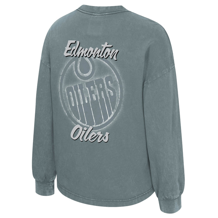 Edmonton Oilers Women's Stadium Essentials Team Reign Blue Boxy Long Sleeve Shirt