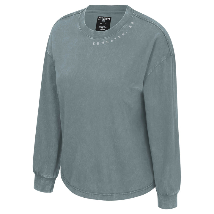 Edmonton Oilers Women's Stadium Essentials Team Reign Blue Boxy Long Sleeve Shirt