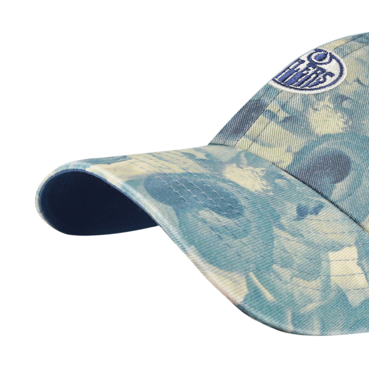 Edmonton Oilers Women's '47 Blue & Cream Gardenia Micro Logo Clean Up Adjustable Hat