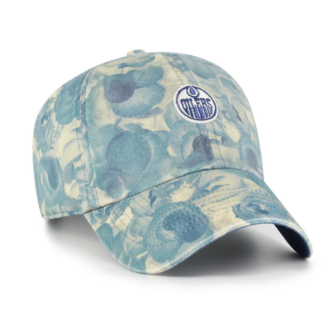 Edmonton Oilers Women's '47 Blue & Cream Gardenia Micro Logo Clean Up Adjustable Hat