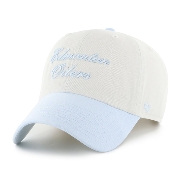Edmonton Oilers Women's '47 Cream & Blue Gelato Script TT Clean Up Adjustable Hat