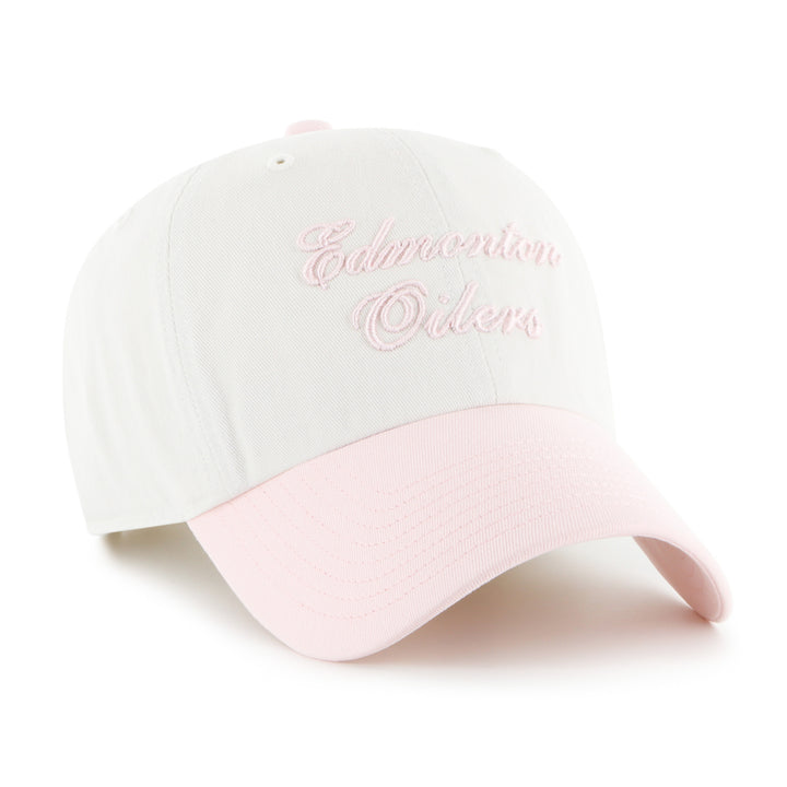 Edmonton Oilers Women's '47 Cream & Pink Gelato Script TT Clean Up Adjustable Hat