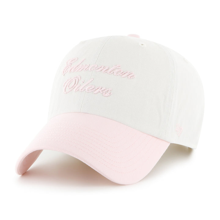 Edmonton Oilers Women's '47 Cream & Pink Gelato Script TT Clean Up Adjustable Hat