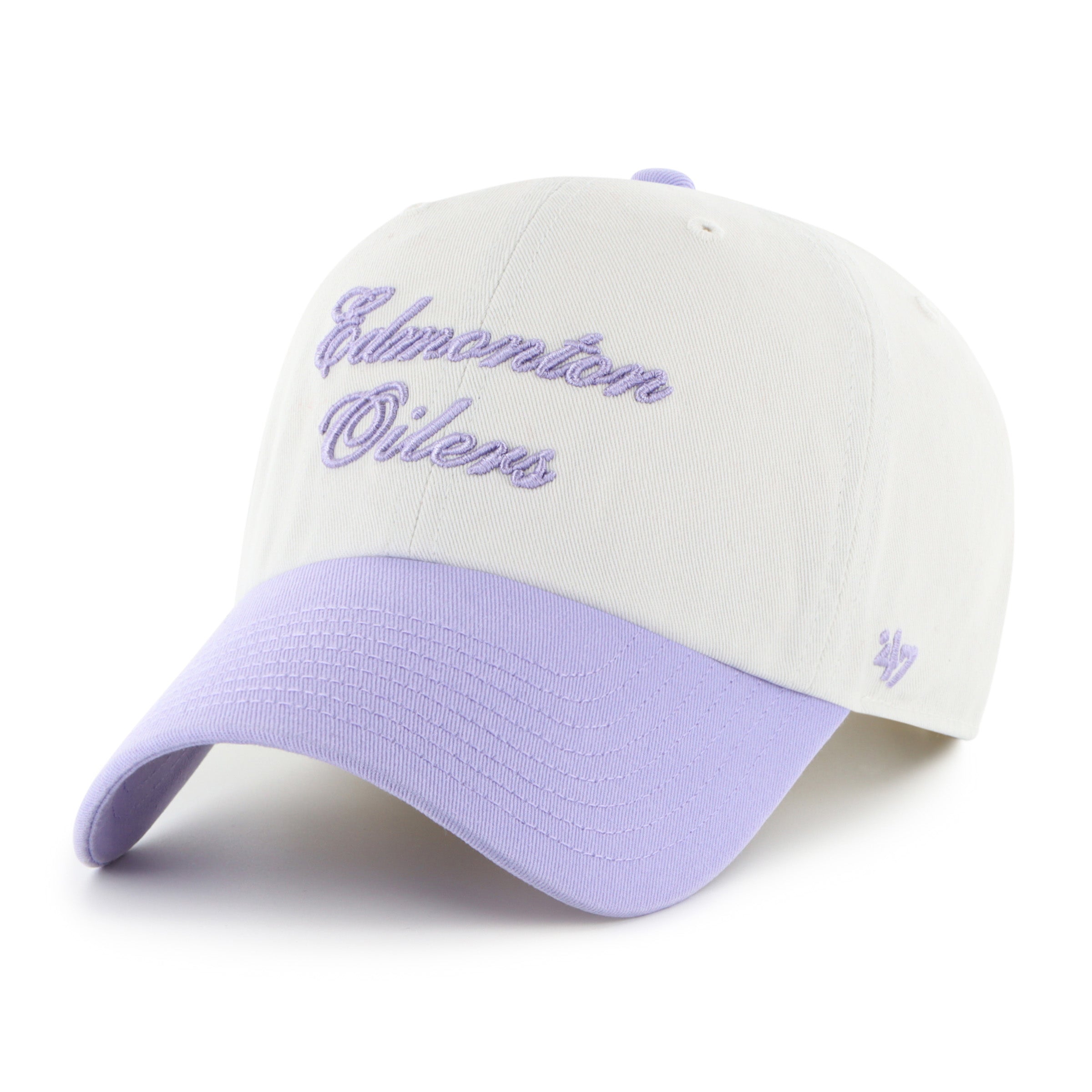 Edmonton Oilers Women's '47 Cream & Purple Gelato Script TT Clean Up A ...