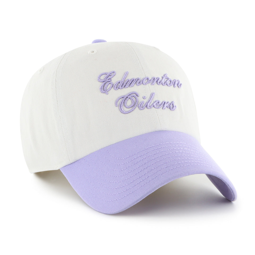 Edmonton Oilers Women's '47 Cream & Purple Gelato Script TT Clean Up Adjustable Hat