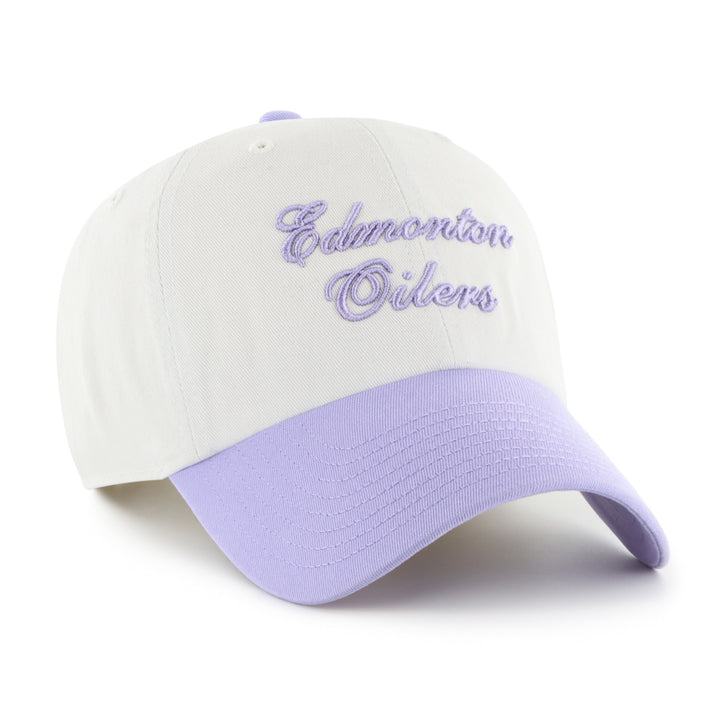 Edmonton Oilers Women's '47 Cream & Purple Gelato Script TT Clean Up Adjustable Hat