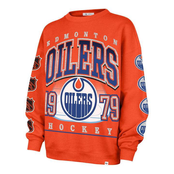Edmonton Oilers Women's '47 Go Big Orange Oversized Crewneck Sweatshirt