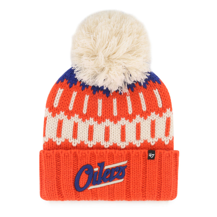 Edmonton Oilers Women's '47 Orange Felicity Alternate Logo Cuffed Knit Toque w/Pom