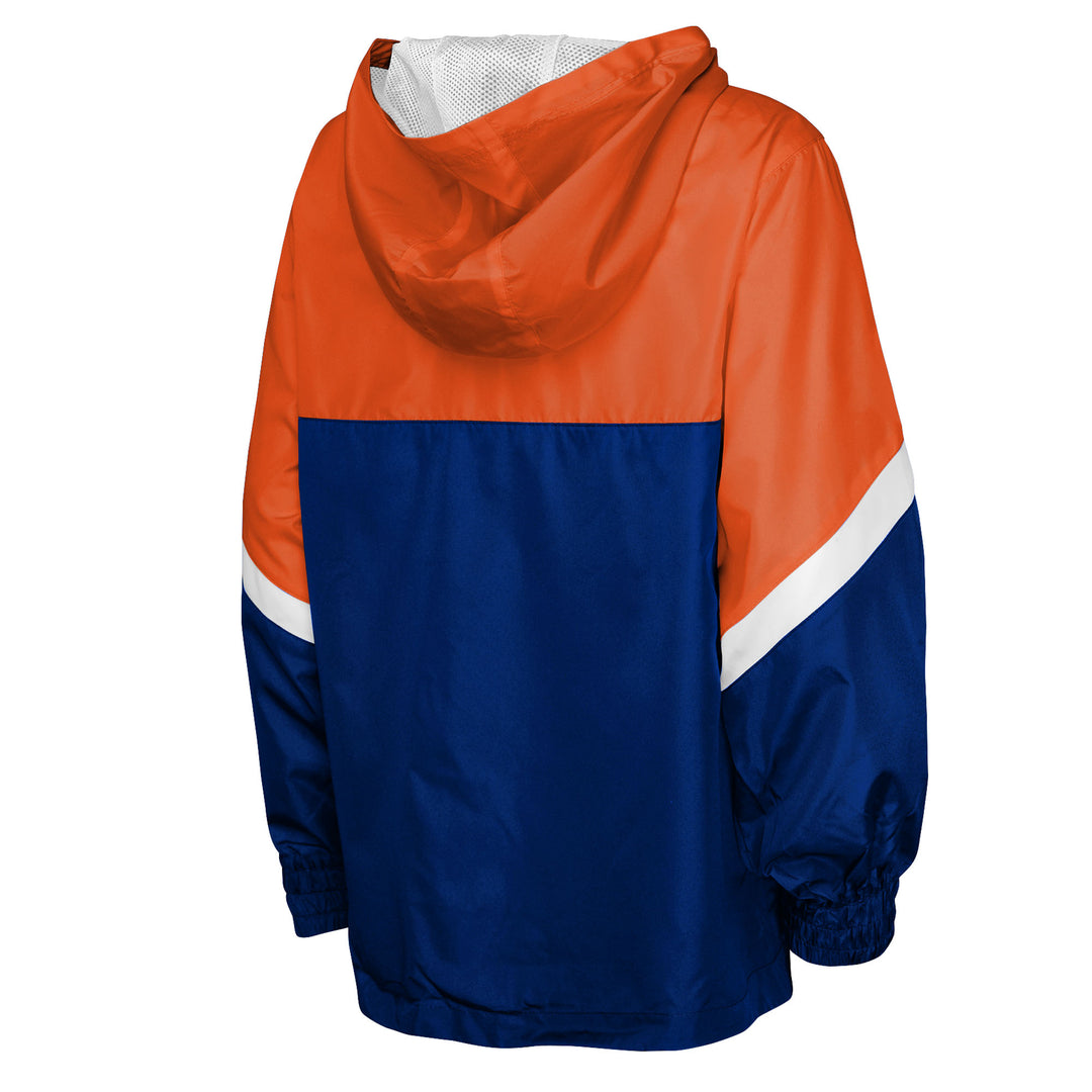 Edmonton Oilers Youth Mitchell & Ness Blue & Orange Half-Zip Lightweight Anorak Jacket
