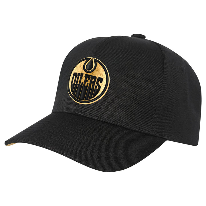 Edmonton Oilers Youth Mitchell & Ness Precurved Black & Gold Snapback Hat