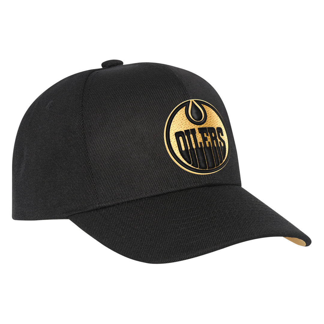 Edmonton Oilers Youth Mitchell & Ness Precurved Black & Gold Snapback Hat