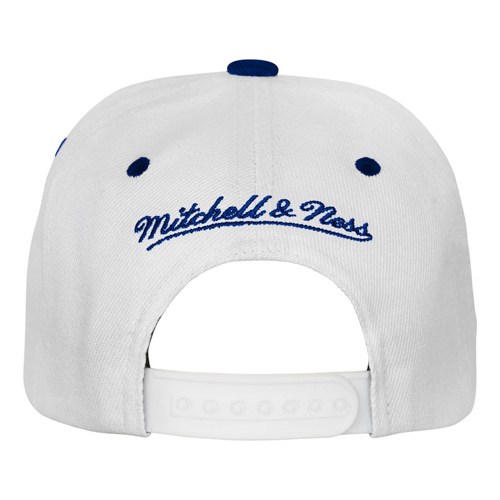Edmonton Oilers Youth Mitchell & Ness Precurved White & Blue Tail Sweep Snapback Hat
