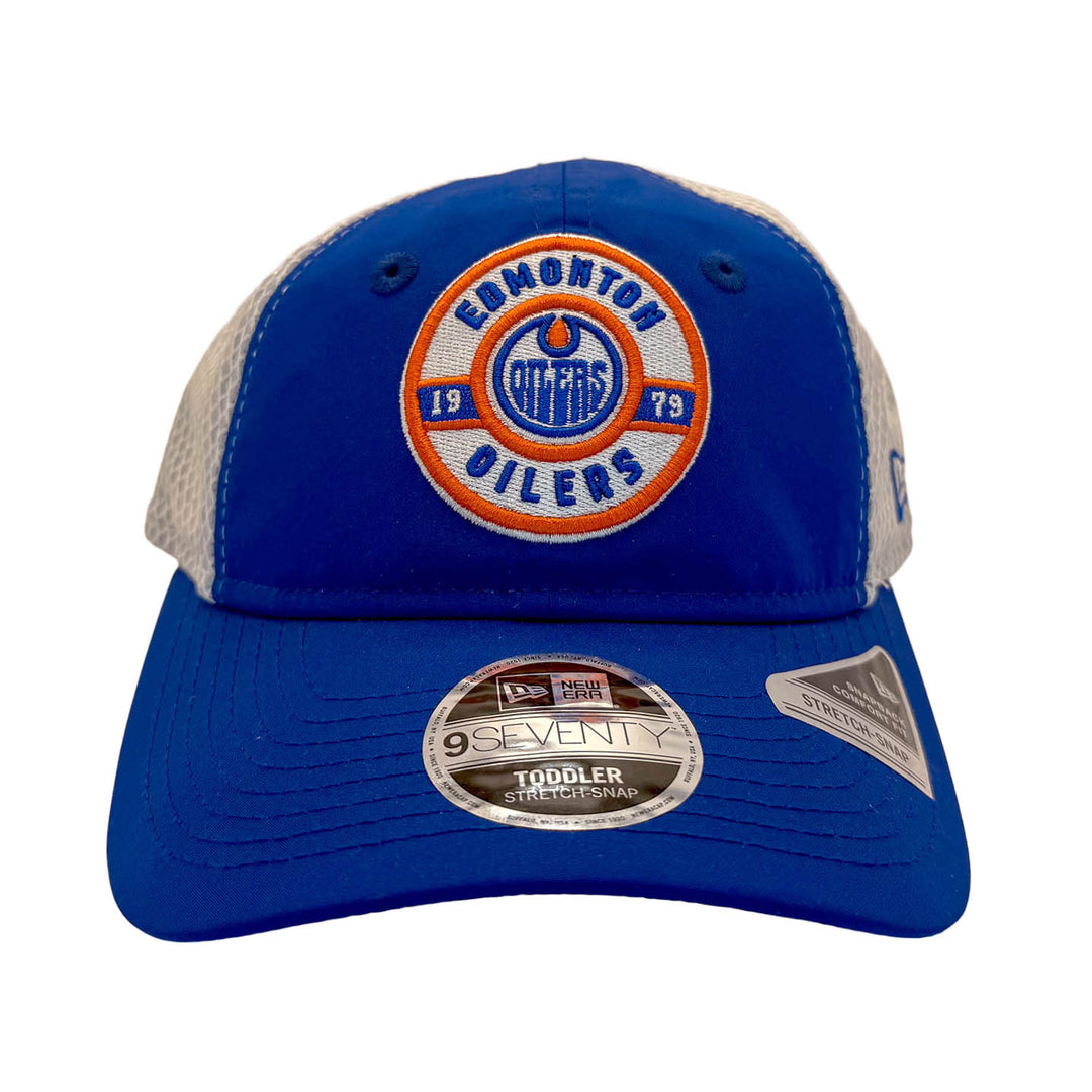 Edmonton Oilers Toddler New Era Blue Active 9SEVENTY Stretch Adjustable Hat