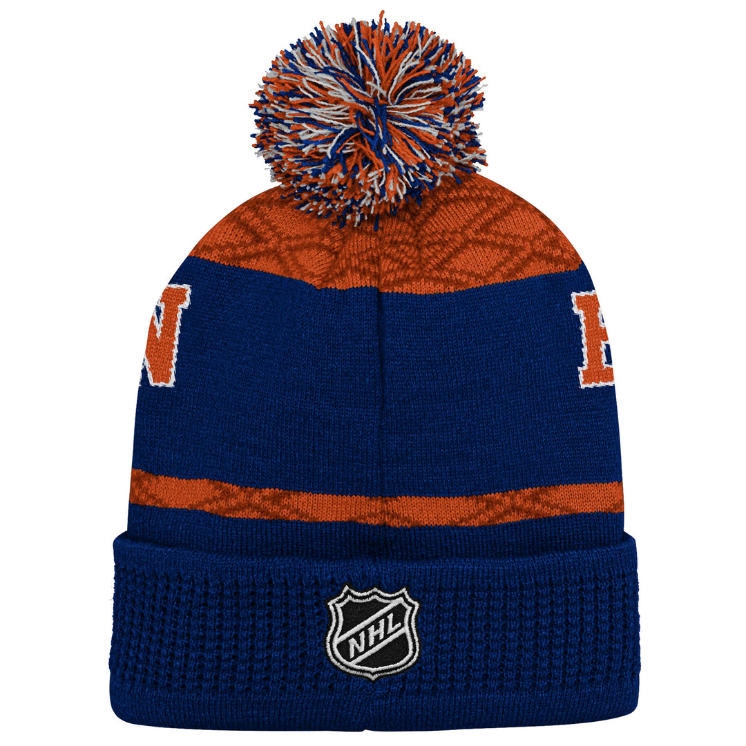 Edmonton Oilers Youth Outerstuff Blue & Orange Puck Pattern Toque w/Pom
