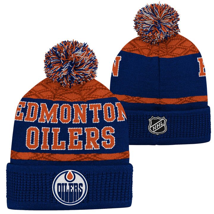 Edmonton Oilers Youth Outerstuff Blue & Orange Puck Pattern Toque w/Pom