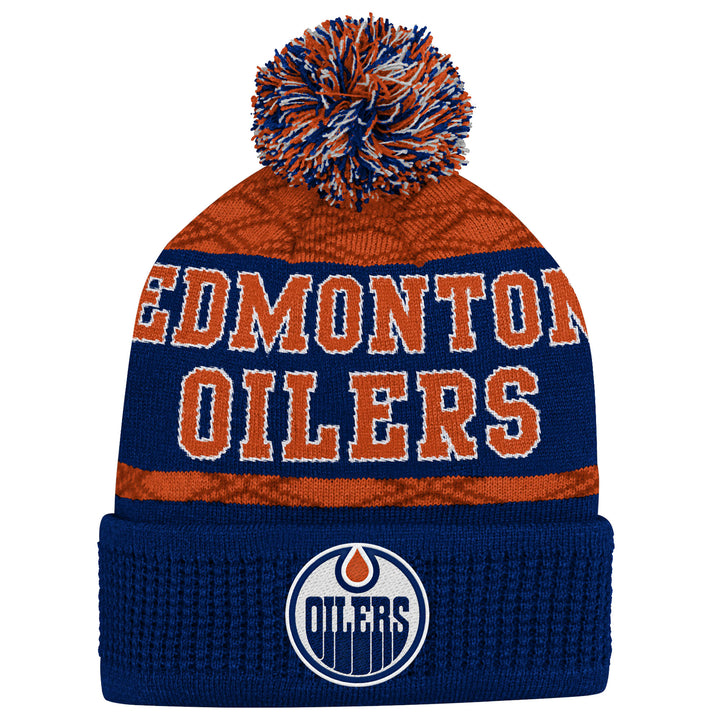 Edmonton Oilers Youth Outerstuff Blue & Orange Puck Pattern Toque w/Pom