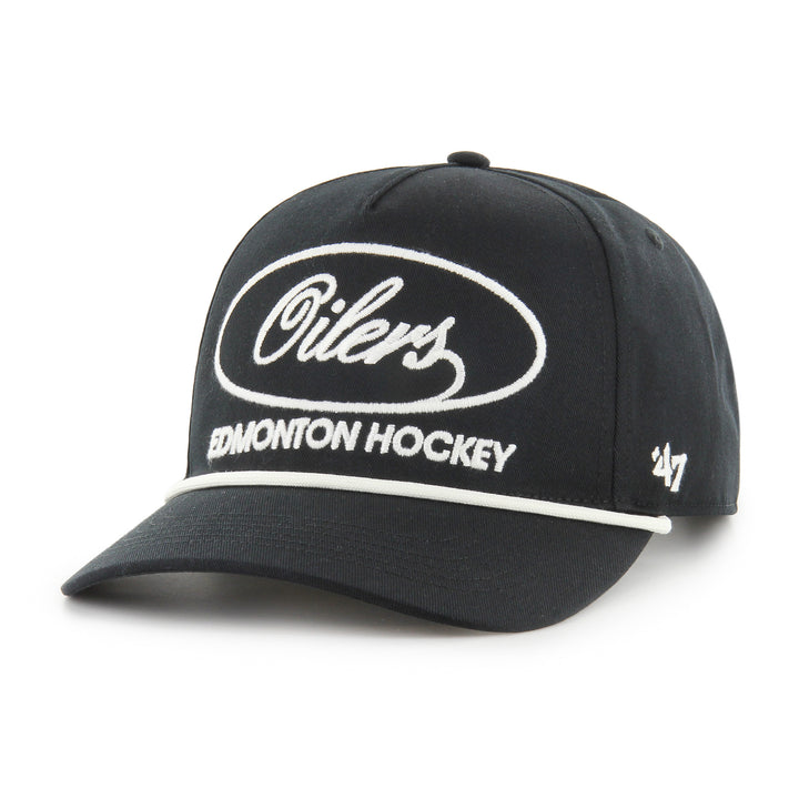 Edmonton Oilers '47 Black Foundational Hitch RF Snapback Hat